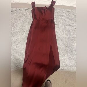 Jenny Yoo Elegant Burgundy Satin Dress